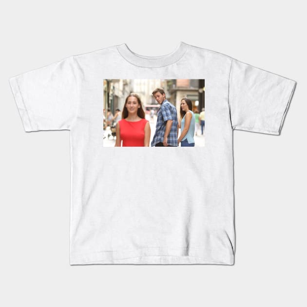 Distracted Boyfriend Meme Kids T-Shirt by FlashmanBiscuit